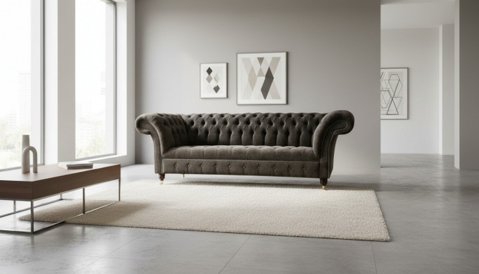 Chesterfield Original Miwwel 3 Sëtzer Canapé Polstersofas Couchen Textilsofa Nei