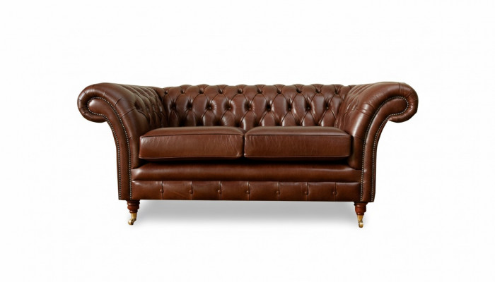 Chesterfield Sofa 2 Sëtzer Polster Design Couchen Sofas Garnitur Original Braun
