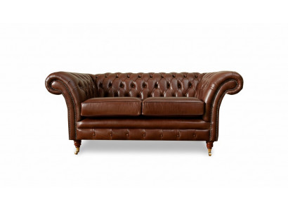 Chesterfield Sofa 2 Sëtzer Polster Design Couchen Sofas Garnitur Original Braun