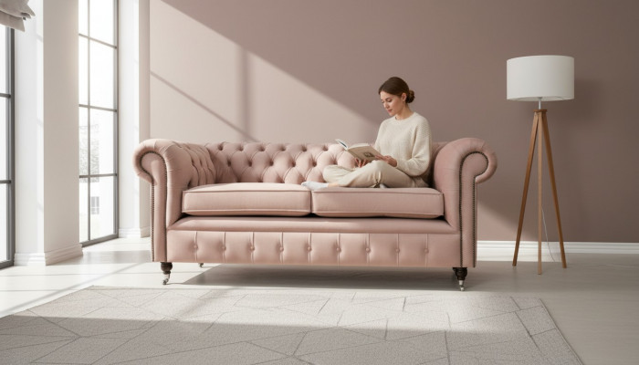 Design Polster Sëtz Canapé 3 Sëtzer Sofa Chesterfield Sofasen Couchen Textil Stoff