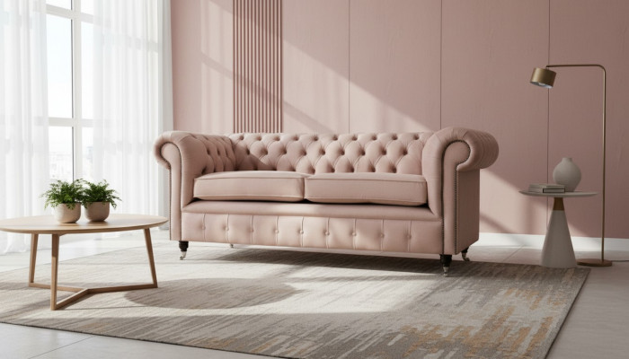 Design Polster Sëtz Canapé 3 Sëtzer Sofa Chesterfield Sofasen Couchen Textil Stoff