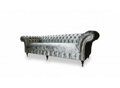 Chesterfield Polster Canapé Stoff Couchen Sofa Sëtz Garnitur Samt Sëlwer 4 Sëtz