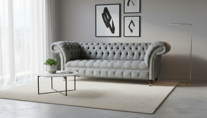 Stoff Sofa Canapé Polster Garnitur 3 Sëtzer Canapéen Sofas Chesterfield Gro Samt