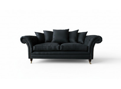 Sofa 3 Sëtzer Klassesch Design Sofas Polster Lieder Modern Couchen 3er Schwaarz