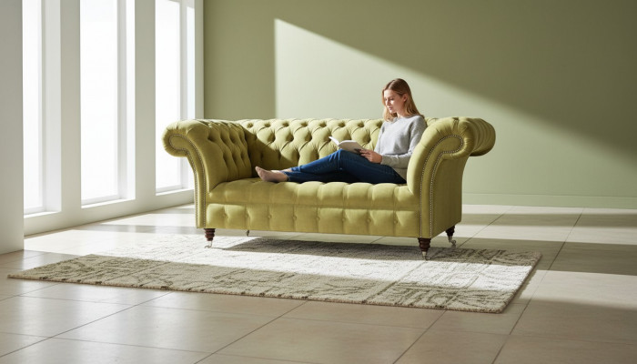 Sofa 2-Sëtzer Couch Polster Sofas Chesterfield Wunnzëmmer Design Textil Stoff Nei