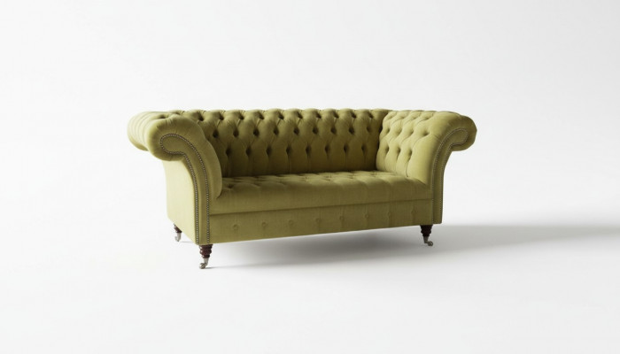 Sofa 2-Sëtzer Couch Polster Sofas Chesterfield Wunnzëmmer Design Textil Stoff Nei
