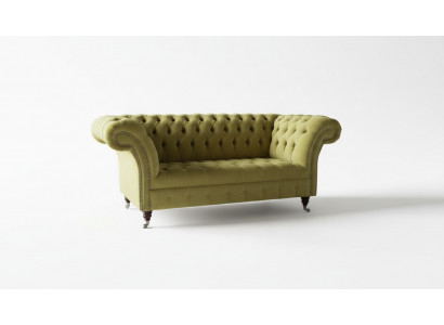 Sofa 2-Sëtzer Couch Polster Sofas Chesterfield Wunnzëmmer Design Textil Stoff Nei