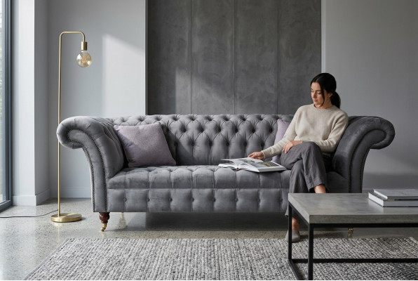 Chesterfield 3 Sëtzer XXL Polster Sëtz Couch Sofa Garnitur Grouss Couchen Gro Nei