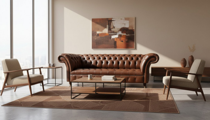 Chesterfield Canapé Këssen Sofae Klassesch Lieder 3 Sëtz Couchen Sofa Brong