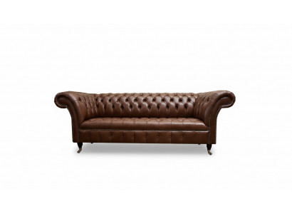 Chesterfield Canapé Këssen Sofae Klassesch Lieder 3 Sëtz Couchen Sofa Brong