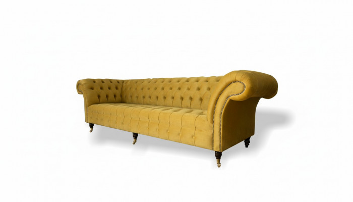 xxl Chesterfield Grouss Sofa Canapé Polster Garnitur 4 Sëtz Textil Sofas Canapéen Nei
