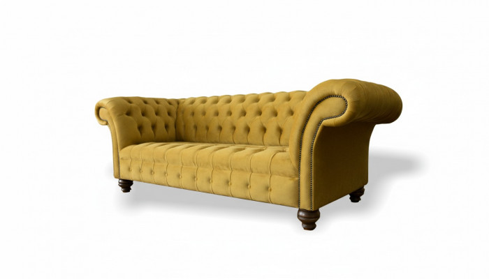 xxl Sofa Canapé Chesterfield 225cm Polster Sofa 3 Sëtzer Lieder Textil Stoff Nei
