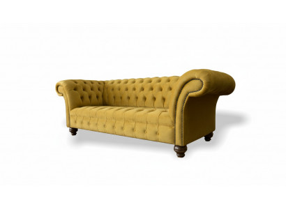 xxl Sofa Canapé Chesterfield 225cm Polster Sofa 3 Sëtzer Lieder Textil Stoff Nei