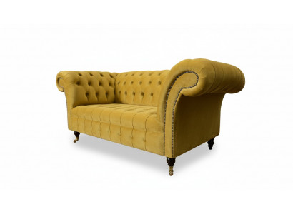 Sofa 2-Sëtzer Design Sofas Polster Modern Sëtz Stoff Giel Zweesëtzer Neie Canapé