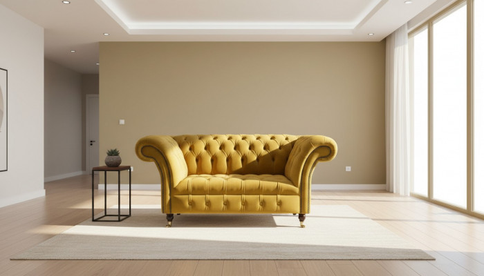 Klassesch Chesterfield Fauteuil Canapé Sofa Polster Sëtz Lounge Relax Club Stoff