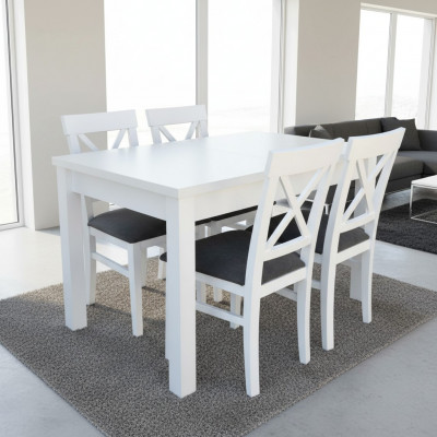 Design Holz Iesszëmmer Set Dësch 4x Leen Still Set Garnitur Polster 5tlg Leen