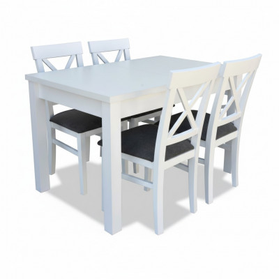 Design Holz Iesszëmmer Set Dësch 4x Leen Still Set Garnitur Polster 5tlg Leen