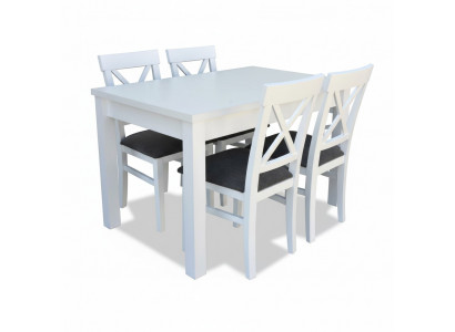 Design Holz Iesszëmmer Set Dësch 4x Leen Still Set Garnitur Polster 5tlg Leen