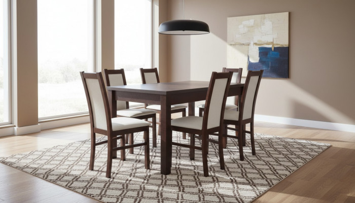 Luxus Iessdësch 6 Stiller Iesszëmmer Set Iessgrupp Klassesch Dësch 7tlg Set Stull