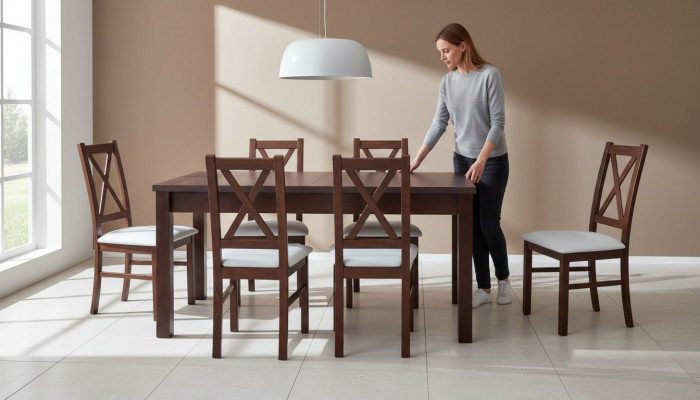 Komplett Iesszëmmer Garnitur Dësch 6x Länstull Still Luxus Iessgrupp Set 7tlg