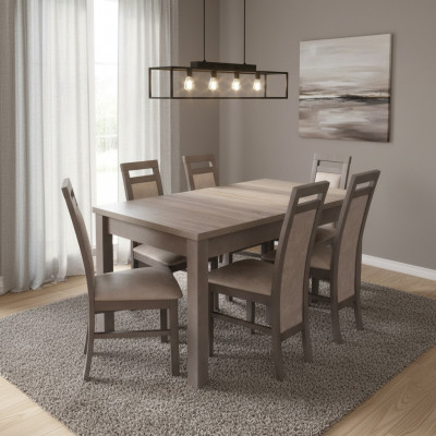 Edel Holz Iessgruppe Set 7-tlg. Wunnzëmmer Iesszëmmer 6x Sesselen Stull Sëtz