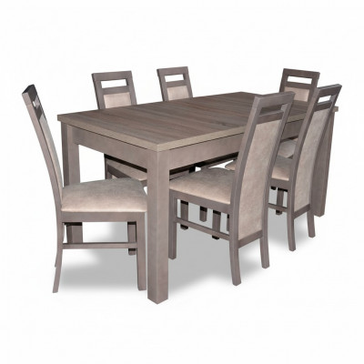 Edel Holz Iessgruppe Set 7-tlg. Wunnzëmmer Iesszëmmer 6x Sesselen Stull Sëtz
