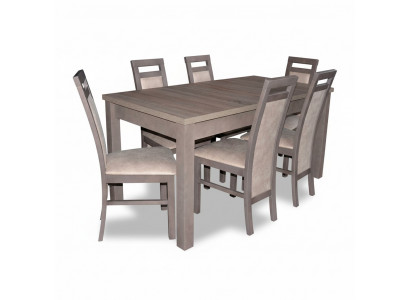 Edel Holz Iessgruppe Set 7-tlg. Wunnzëmmer Iesszëmmer 6x Sesselen Stull Sëtz