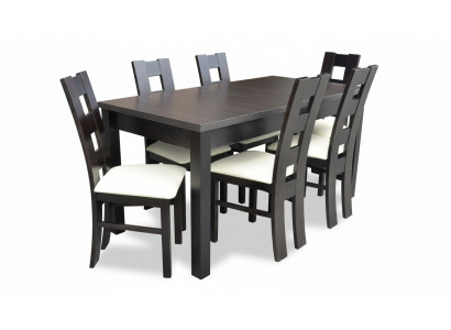 Iesszëmmer Design Miwwelen Stullgrupp Dësch 6 Lehnstill Set Garnitur Neit 7 deeler.