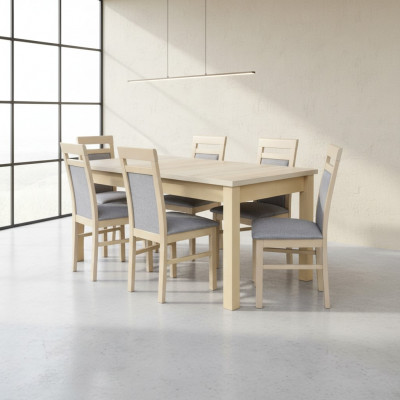 Iesszëmmer Set Iessdësch 6x Stull Garnitur Dësch Grupp 7tlg. Set Komplett Miwwelen