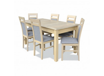 Iesszëmmer Set Iessdësch 6x Stull Garnitur Dësch Grupp 7tlg. Set Komplett Miwwelen
