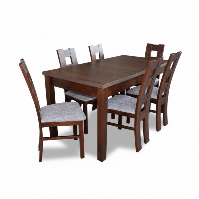 Designer Miwwel Holz Dësch Sëtz Iesszëmmer 6x Still 7tlg. Set Garnitur Echt Holz