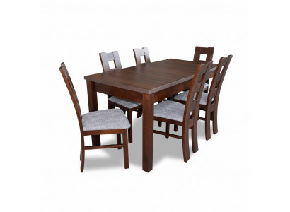 Designer Miwwel Holz Dësch Sëtz Iesszëmmer 6x Still 7tlg. Set Garnitur Echt Holz