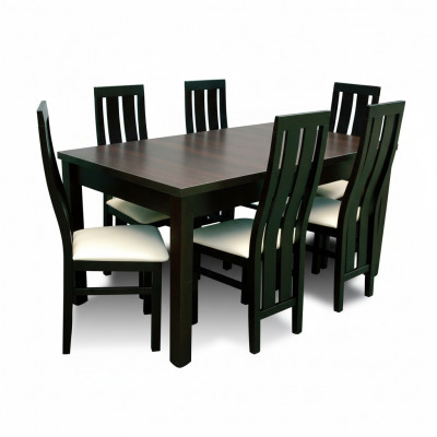 Iessdësch Iesszëmmer Komplett Set 6x Still Set Iess Grupp Holz Dësch Dëscher 7 Stéck
