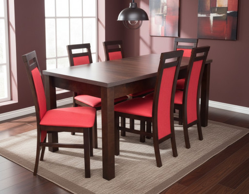 Komplett Set Iessdësch Iesszëmmer 6x Still Set Iessgruppe Holz Dësch Dëscher 7tlg