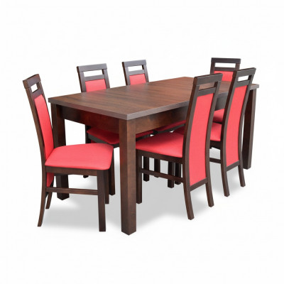 Komplett Set Iessdësch Iesszëmmer 6x Still Set Iessgruppe Holz Dësch Dëscher 7tlg