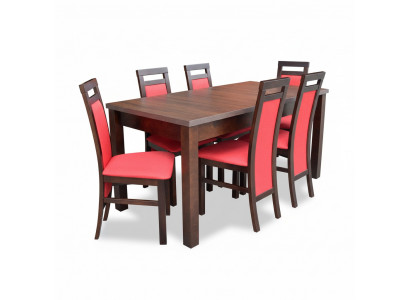 Komplett Set Iessdësch Iesszëmmer 6x Still Set Iessgruppe Holz Dësch Dëscher 7tlg