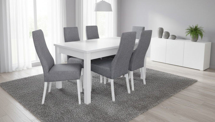 Komplett Set Iessdësch 6x Still Iesszëmmer Iess Grupp Holz Dësch Dëscher 7tlg Nei