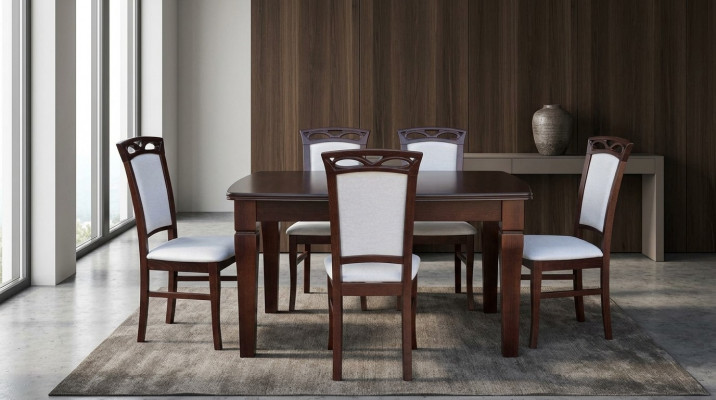Iesszëmmer Holzdëscher Iessgruppeset Stull Grupp Neien Dësch 6 Design Still 7tlg