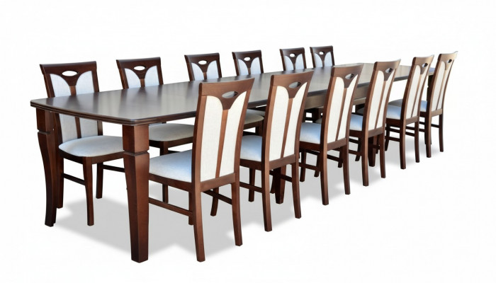 Komplett Set Iessdësch 12 Still Iesszëmmer Set Iess Gruppen Holz Dësch Dëscher 13 Deeler