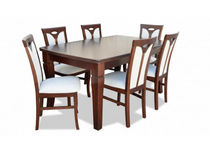 Iesszëmmer Set Iessdësch 6 x Stull Set Klassesch Dësch Iessgrupp 7 Stéck.