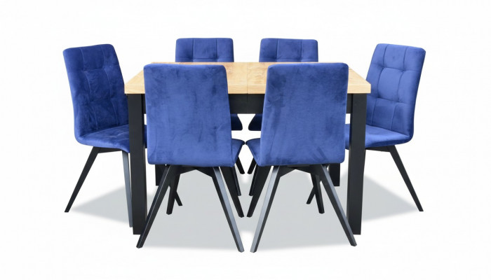 Grupp Iesszëmmer Gepolsterten Stull Miwwel Set Design 7-Stéck. Set Dësch + 6 Still