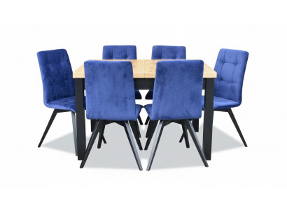 Grupp Iesszëmmer Gepolsterten Stull Miwwel Set Design 7-Stéck. Set Dësch + 6 Still