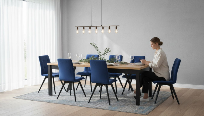 Iesszëmmer 6 Still 7-deelegt Set Lehnstuhl Garnitur Rechtéckeg Iessdësch Stull Grupp