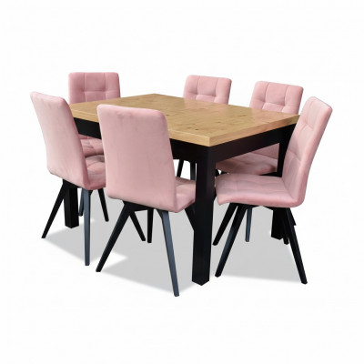 Luxus Iesszëmmer Grupp Garnitur Design 7tlg. Dësch + 6 Stull Lehnstull Miwwelen