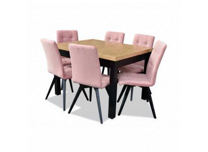 Luxus Iesszëmmer Grupp Garnitur Design 7tlg. Dësch + 6 Stull Lehnstull Miwwelen
