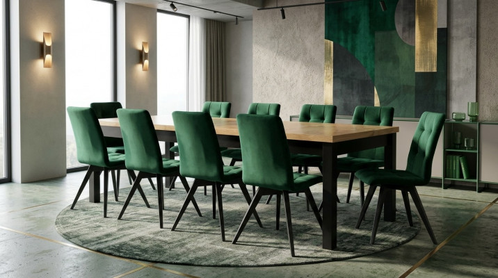 Iesszëmmer Set Luxus Dësch 6x Still Iessdësch Lehnstill Garnitur 7tlg.Gruppe Nei