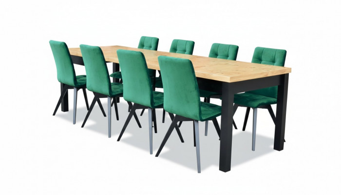 Iesszëmmer Set Luxus Dësch 6x Still Iessdësch Lehnstill Garnitur 7tlg.Gruppe Nei