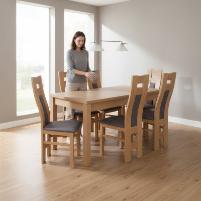 Iesszëmmer 6x Lienstillen 7tlg Set Klassesch Garnitur Iessdësch Stull Grupp Luxus