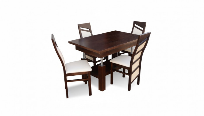 Design Iesszëmmer Saz Garnitur 5 Stéck Holz Miwwelen Kichen 4x Stull Dësch Lehnstillen