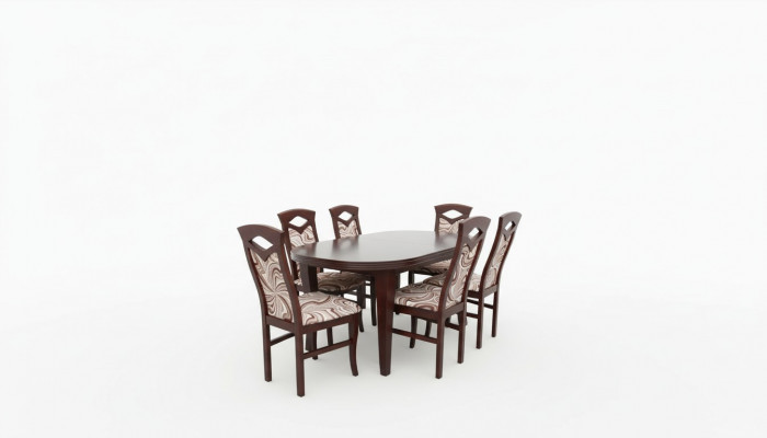 Modern 7-deel-Esszëmmer-Set Klasseschen Dësch 6x Stull Stull Gruppe